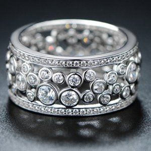 ⚡ Double Layer Silver Hollow Fashion Rings for Women, PD397